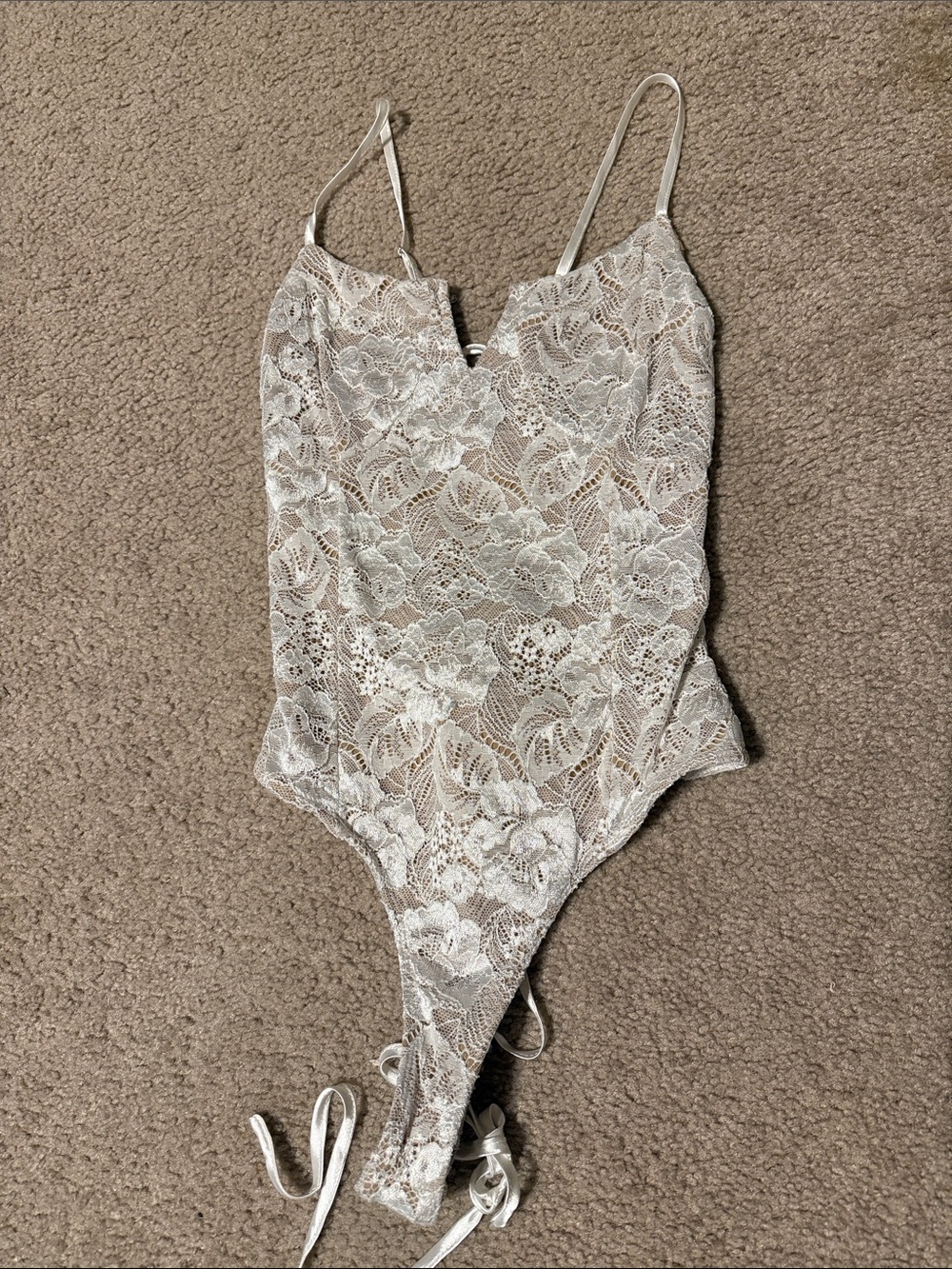 Lulu's Ivory Lace Floral Bodysuit